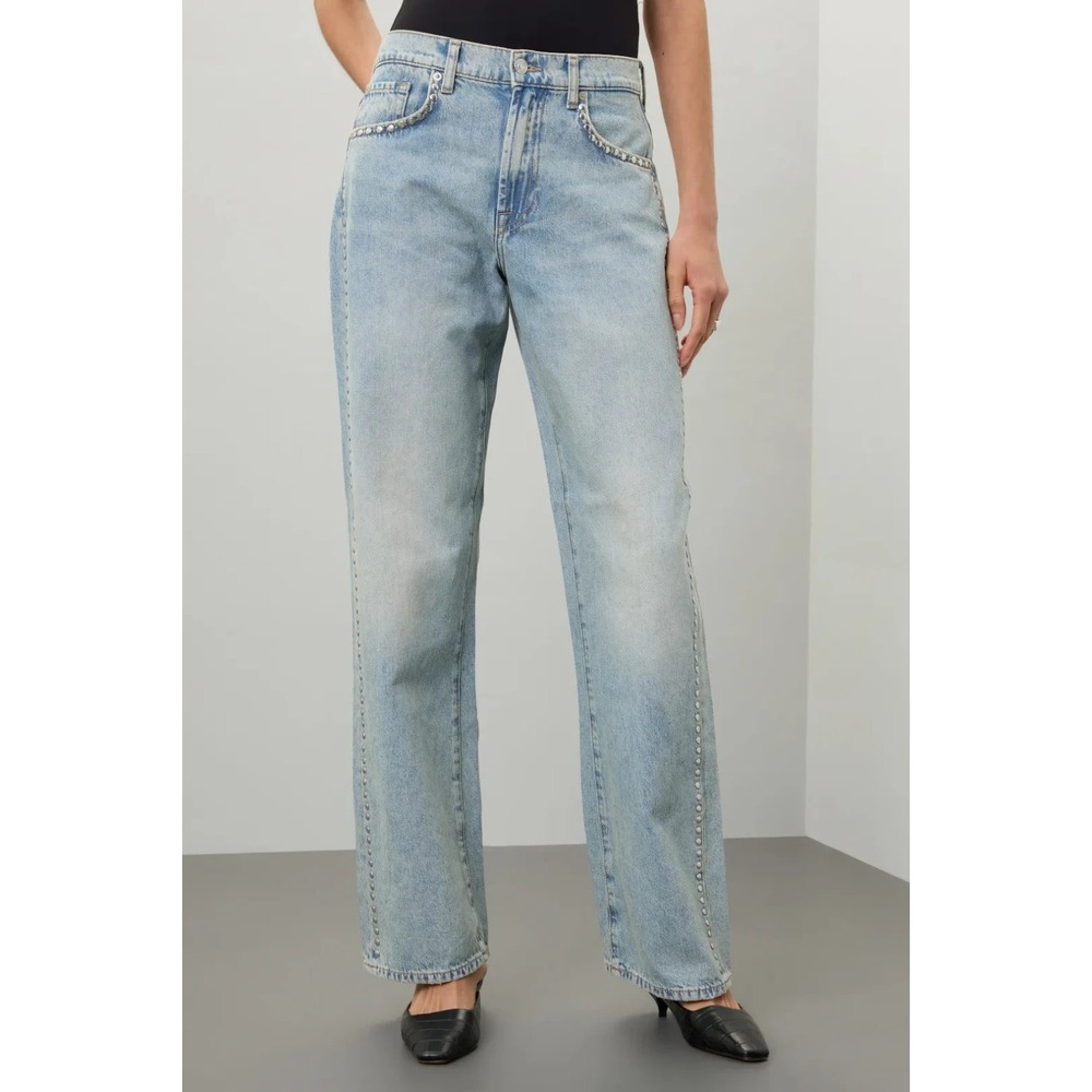 7 For All‎ Mankind Tess Studded Wide Leg Jeans Size 30